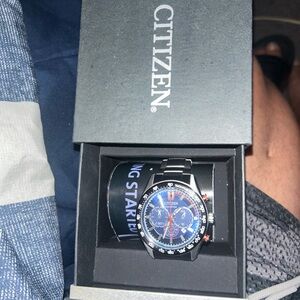 Citizen Eco-Drive Men's Chronograph Blue Dial 43mm Silver Steel Watch CA4486-82L